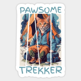 Pawsome Trekker Cat Sticker